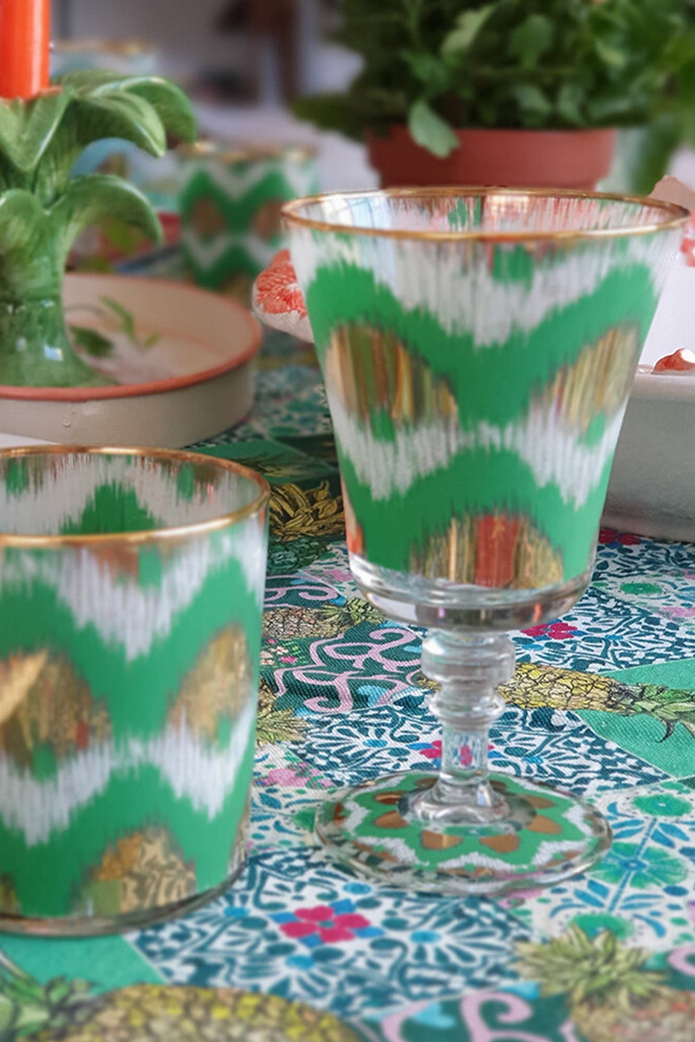 Les Ottomans Ikat Glass - Green
