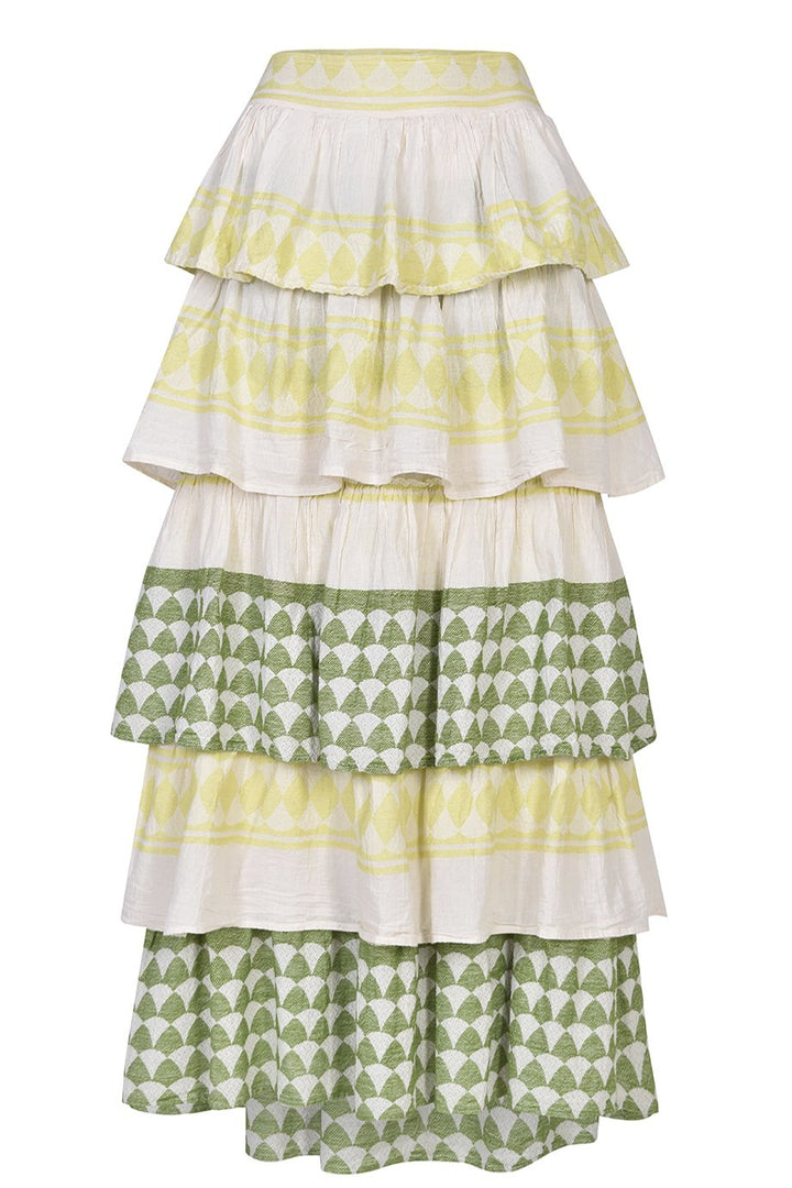 Pearl & Caviar Tiered Skirt - Lime