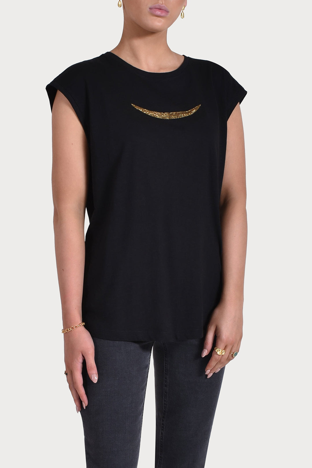 Husk BEADED TEE - Black