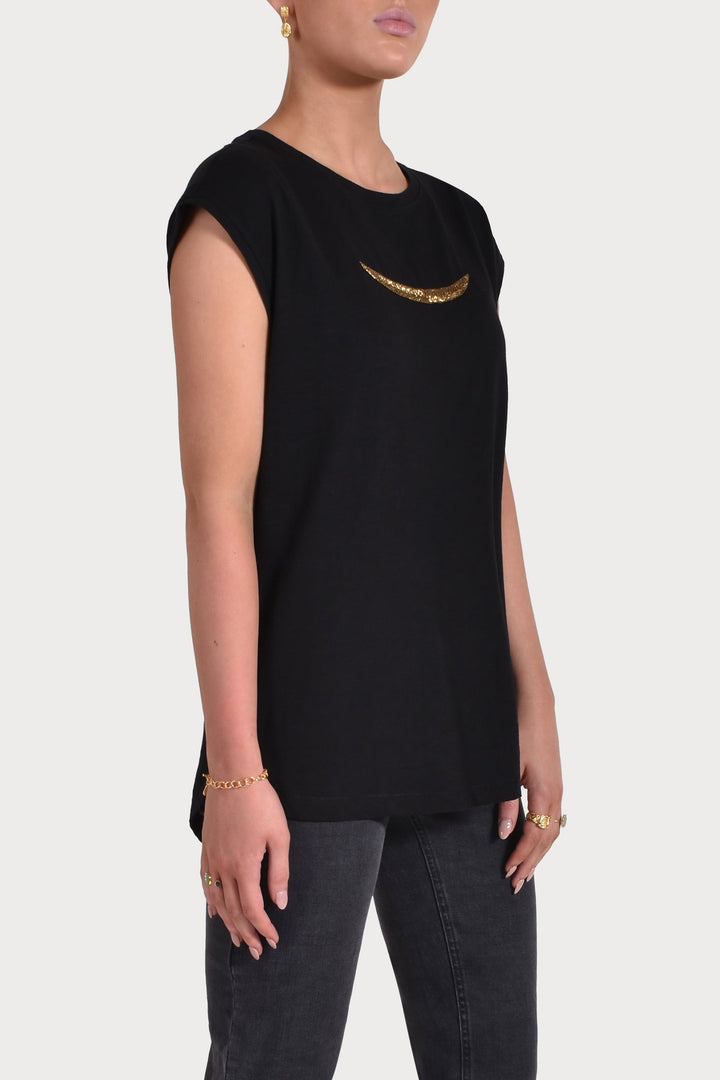 Husk BEADED TEE - Black