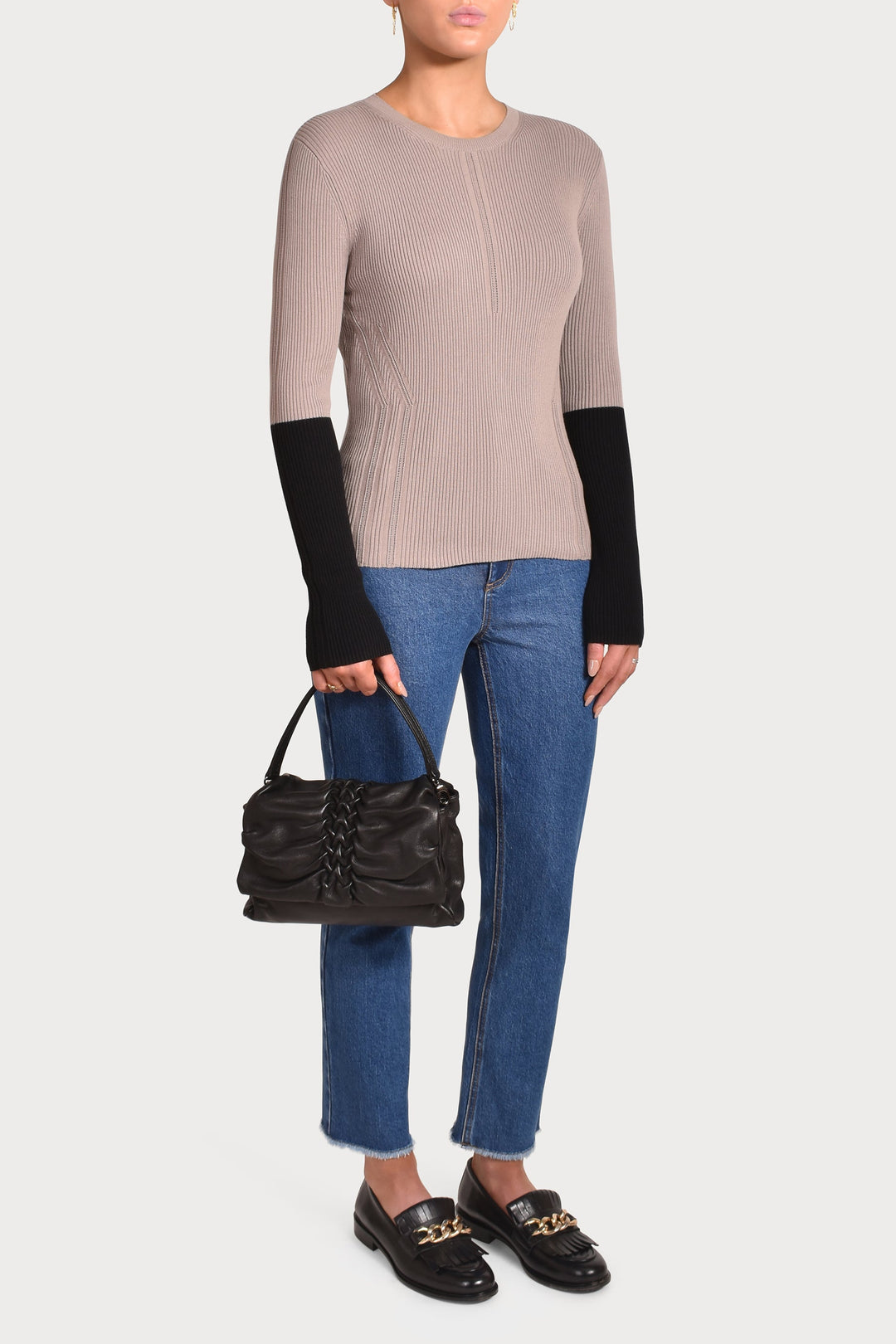 Husk CONTRAST KNIT - Taupe