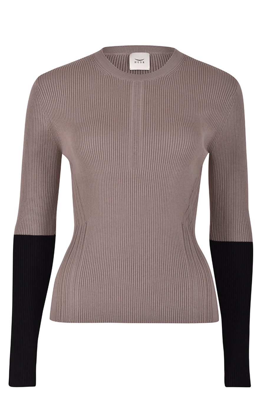 Husk CONTRAST KNIT - Taupe