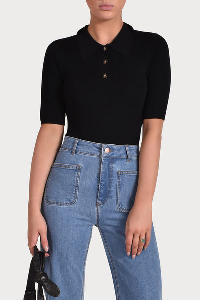 Husk POLO KNIT - Black