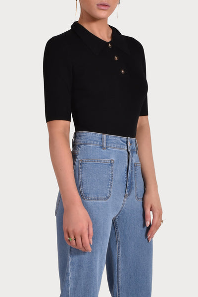 Husk POLO KNIT - Black