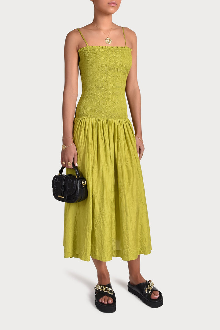 Husk LUNA DRESS - Chartreuse