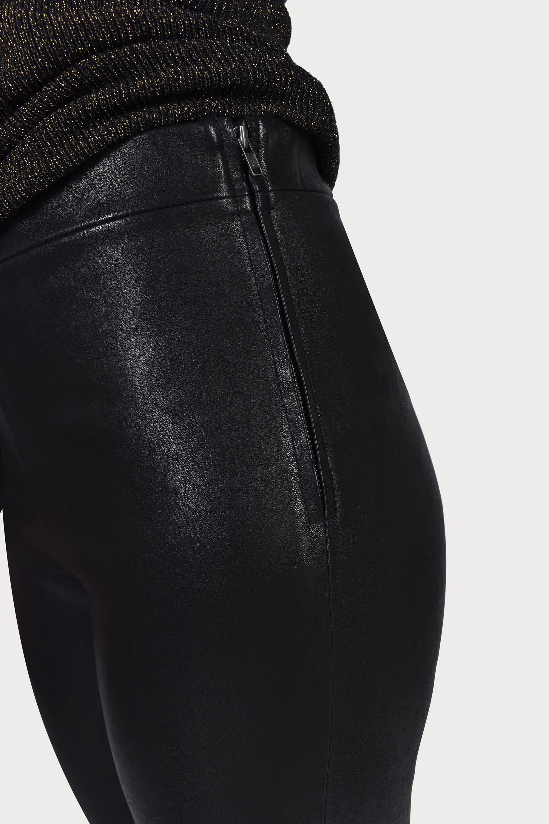 Topshop Petite Leather Look Legging In Black for Women